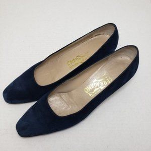 Salvatore Ferragamo Closed Toe Suede Slip-on Pumps